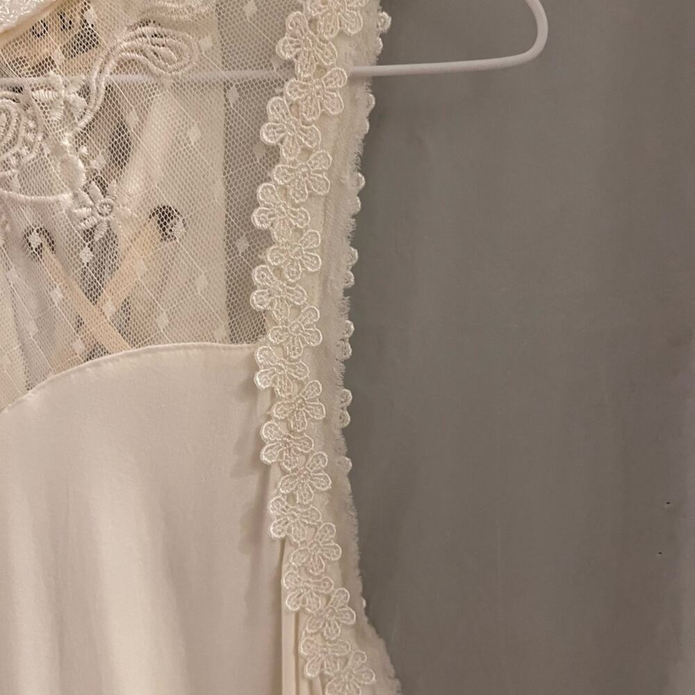 Pol white lace up mixed media gypsy Victorian renaissance top size m - Picture 2 of 4